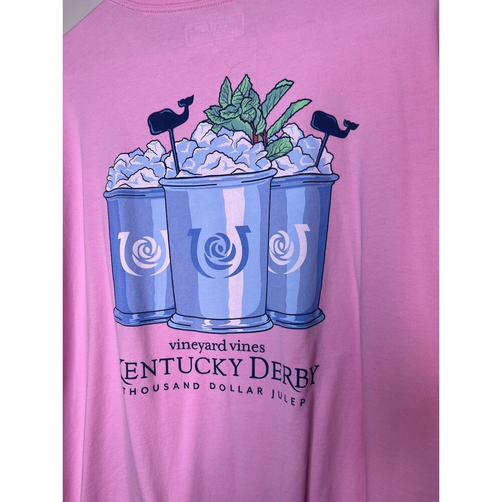 Vineyard Vines Kentucky Derby Baby Pink Thousand Dollar Mint Julep Shirt XL - Picture 3 of 5